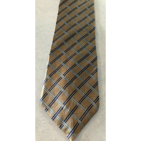 Men's Tie Necktie Nautica Navy Blue Light Blue Brown Geometric Abstract‎ Pattern - Picture 1 of 2